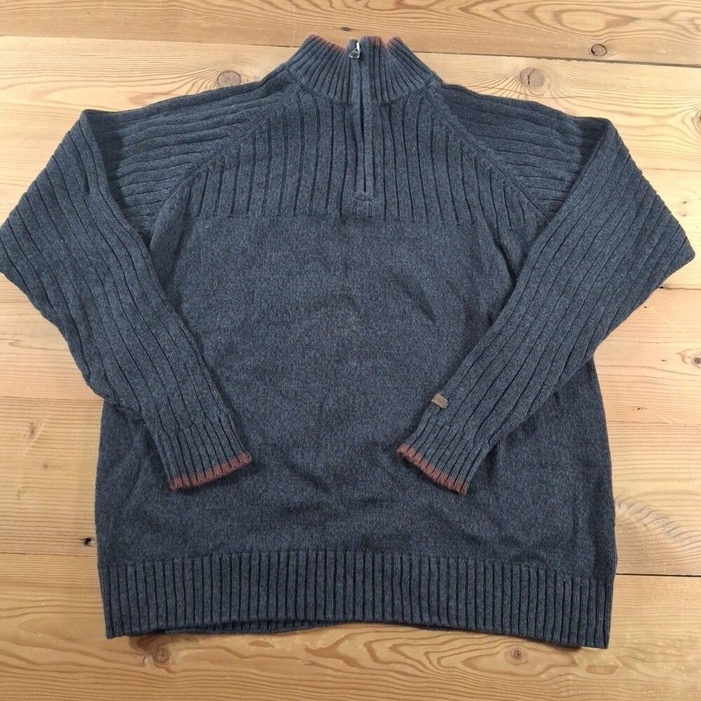 Columbia Quarter Zip Sweater Medium Mens Gray